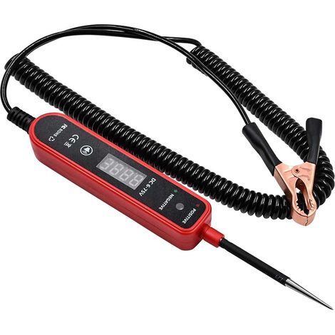 Testeur de Circuit Automobile, Testeur de Tension à Affichage Numérique 6 V 75 V DC, d'indicateur de polarité de Lumière LED pour Système électrique de Voiture, Moto et Bulldozer (rouge) (1/5)