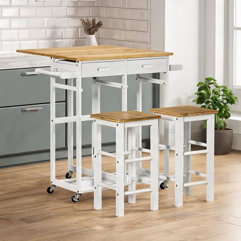 Ensemble table de bar et tabourets en bambu 86 x 75,5 x 83,5 cm (1/5)