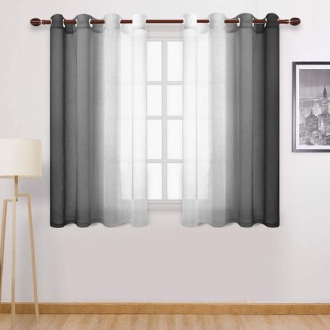 Rideau Fenêtre Semi-Transparent À Oeillets Simulés - 160 x 320 cm - Polyester - Usage Intérieur - 1 Pièce (1/5)