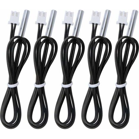 5 pièces Sonde de température 10k B3950, Capteur de température -25 à 125 degrés Celsius, 0,5 mètre sonde de capteur de température NTC Sensible en Acier Inoxydable de 1,64 Pieds