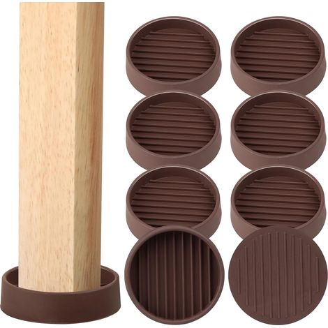 Patins en caoutchouc antidérapants pour meubles – Lot de 8, diamètre 5 cm (2 pouces) – Coupes de roulettes pour sols durs, protège-pieds en caoutchouc pour lit, canapé, table et butoir de chaise (Rond (1/5)