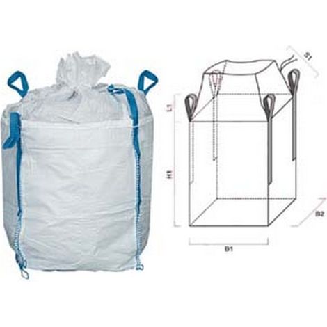 1PZ SACCONE IN POLIPROPILENE FONDO CHIUSO + BOCCA CARAMELLA - cm.90x90x120 - portata kg.1500