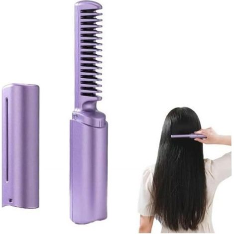 Brosse lissante rechargeable USB, 3 réglages de température, ions négatifs, compacte, idéale pour le voyage (1/5)