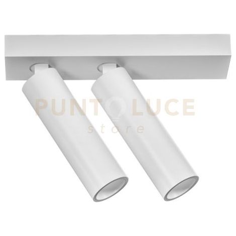 GFA1474C- FARETTO SPOT ORIENTABILE 2 LUCI ATTACCO LED 3000K 1044LM 2X7W COLORE BIANCO SATINATO D.3,5CM BASE 21,5X4,5CM