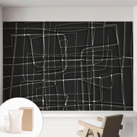 Papier peint intissé pour salon chambre à coucher peint imprimé pour mur - Colle incluse gratuite Lignes abstraites 152x104 cm (1/5)