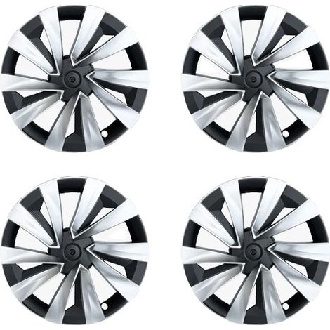 Tapacubos, material ABS duradero, fácil instalación a presión, 2802 Plata Negro, Tesla-a, Model Y Juniper-a, 19 pulgadas 2025-2026-a (1/2)