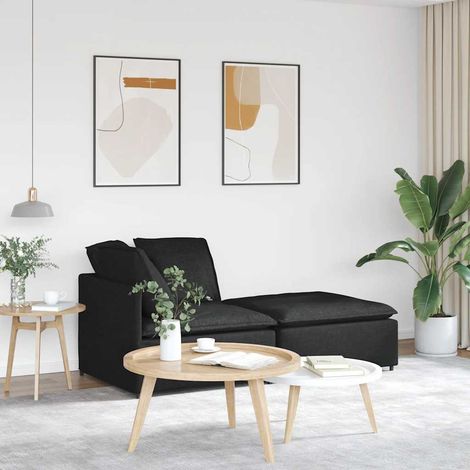 Teenpull – Modulares Sofa mit Fußhocker Kissen Stoff Schwarz (1/5)