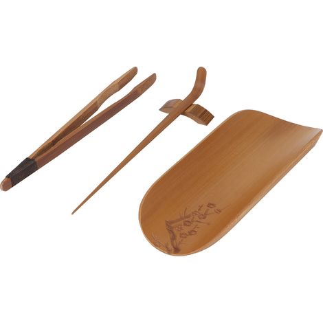 4-teiliges Teelöffel-Set aus Bambus, handgefertigt, geschnitzt, Teezubehör, Teezeremonie-Werkzeuge (Pflaumenblütenmuster) (1/5)