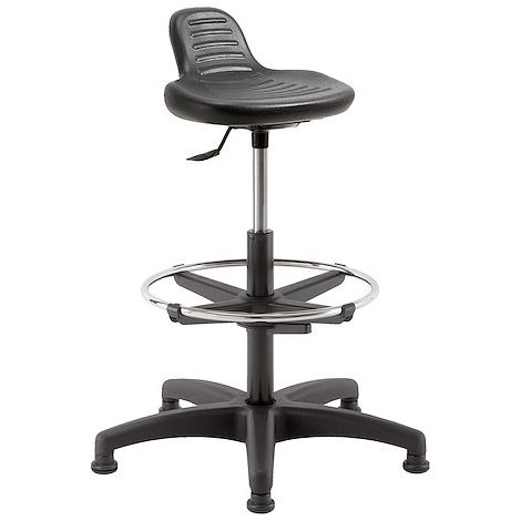 Tabouret technique haut à patins avec dosseret - Maxiburo