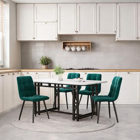 Ensemble table et 4 chaises de jardin MDF et métal 120 x 70 cm (1/5)