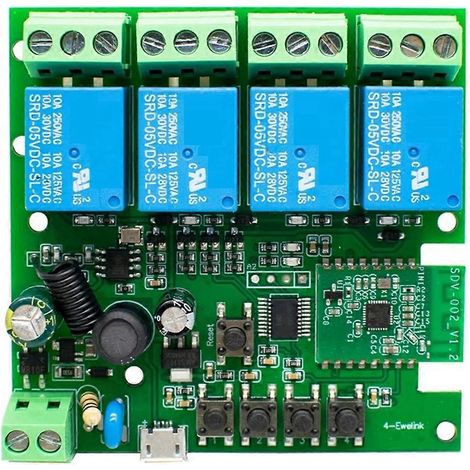 Module de commande intelligent EWeLink APP WiFi RF Switch 4 canaux avec relais WiFi AC 85-250V et télécommande RF USB5V (1/5)
