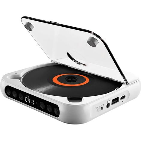 Lettore CD esterno per auto, schermo LCD integrato, connettività dual-mode, batteria da 2000 mAh, fino a 7 ore di autonomia. (1/4)