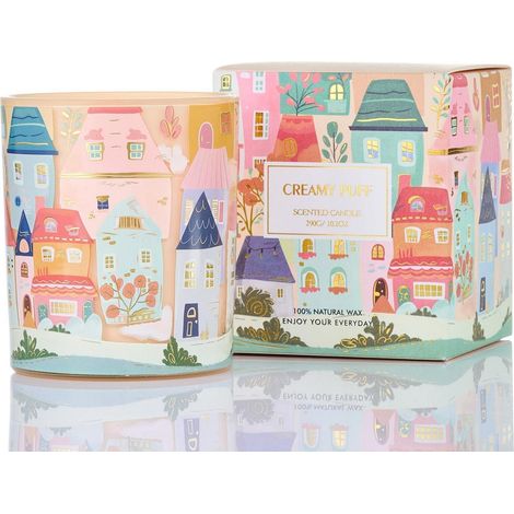 Duftkerze im Glas 290g Natursoja mit 55h Brenndauer, süßer Wohnaccessoire & Geschenk