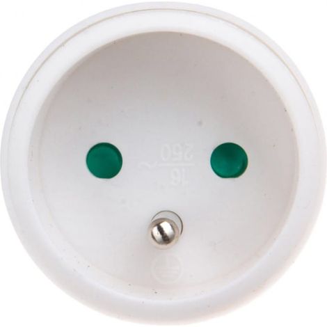 Enchufe recto port谩til 10/16A 250V 2P+Z con asa, color blanco EM-fbyc-01 P0045