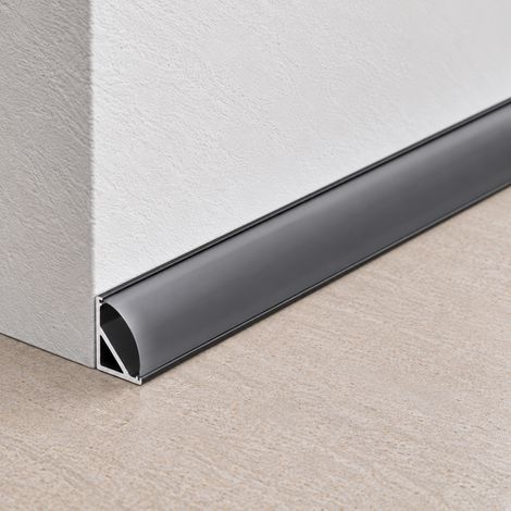 Profilo in alluminio nero per installazione angolare di strisce LED - Diffusore opalino x 2M (1/5)