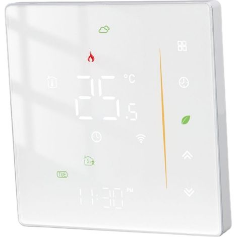 Thermostat de sol intelligent WiFi pour la maison, programmable, compatible Tuya 95-240 V, blanc. (1/5)