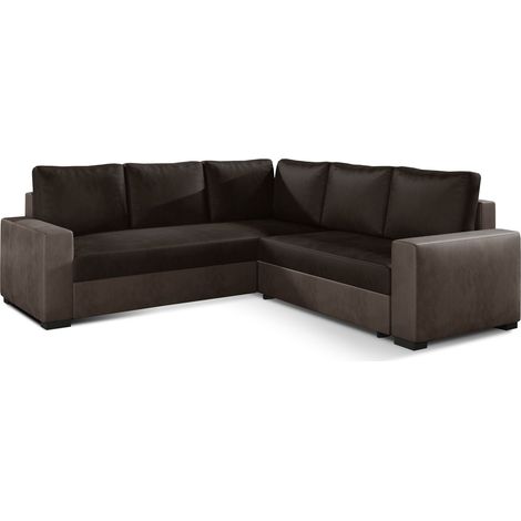 Canapé d'angle convertible velours marron foncé Travor 235cm (1/5)