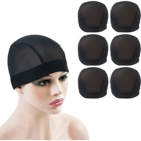 Set mit 6 dehnbaren schwarzen Netzperückenhauben zur Herstellung von Perücken für Männer und Frauen. (1/4)