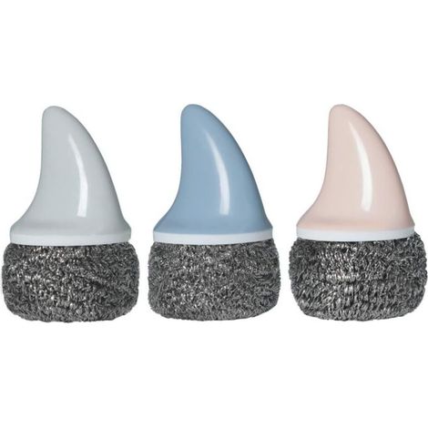 3 Pièces en Acier Inoxydable Fil Éponges avec Aileron de Requin Poignée en Acier Brosse De Nettoyage Remplaçable Métal Laveur Récureur pour Laver La Vaisselle Pan Bols (1/5)