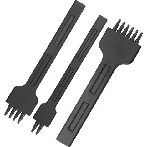Set aus 3 Meißeln mit 4 mm Zahnabstand, aus schwarzem legiertem Stahl, 2/4/6 Zähne, zum Stanzen runder Löcher in Leder (DIY). (1/5)