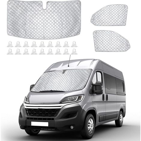 Jeu 3 pare-soleil intérieur thermique Fiat Ducato X250/290 Boxer Jumper 2006-2025 argenté (1/5)
