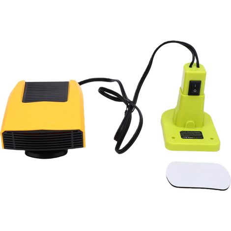 Chauffage sans fil Roybi 200W compatible avec les batteries, portable, petit, dégivreur et désembueur de voiture avec 2 ports de sortie USB. (1/5)