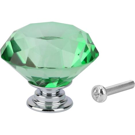 1Pcs Crystal Glass Diamond Shape Drawer Knob Cupboard Pull(701 A-40 green) (1/5)