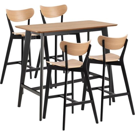 Table de bar et 4 tabourets de bar scandinaves en bois - LETA (1/5)