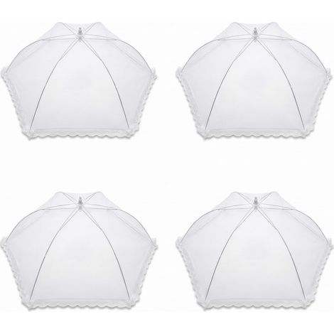 4 Pièces Cloche Alimentaire Pliable Cloche Anti Mouche 60cm Barbecue Housse en Maille Pliable Anti Mouches Anti Insectes Couvercle de Nourriture Polyester pour Camping Fêtes Buffet Pique Nique (1/5)