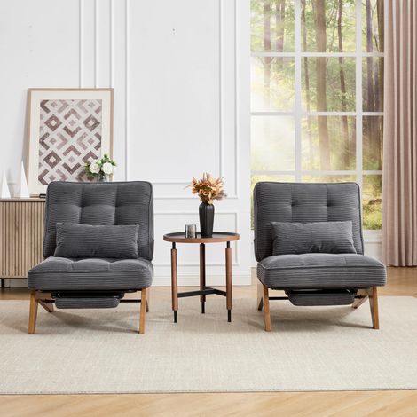 Verstellbarer Loungesessel aus Cord in Dunkelgrau mit Lordosenkissen, 127 x 73 x 90 cm (1/5)
