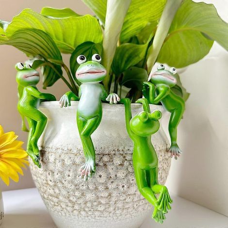 Décoration pour bassin. mini-bassin. figurines de grenouilles vertes. décoration de jardin pour l'extérieur. figurine de jardin en résine résistante aux intempéries. pot de fleurs. lot de décorations (1/5)
