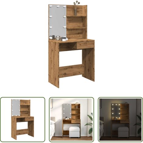 LED-Leuchten - Schminktisch mit LED-Leuchten Artisan-Eiche 74,5x40x141 cm (1/5)