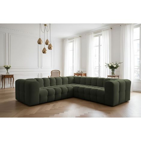 Ecksofa Designersofa SOLVIE XS in Stoff Tiffani Grün Seite Universal