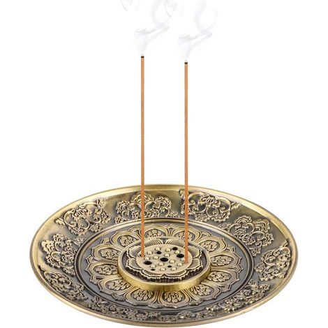 Porte-encens en forme de lotus, brûleur d'encens en laiton, plaque porte-encens (1/5)