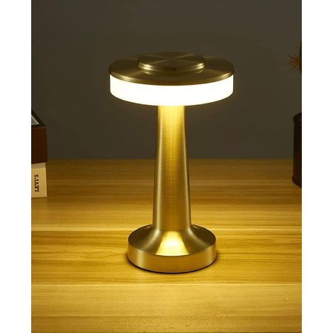 GENERIC-Métal sans Fil avec Veilleuse de Bureau Rechargeable à Capteur Tactile, Lampe de Table LED Portable, Bar Restaurant Café Chambre Lampe de Chevet,gold [Classe énergétique A] (1/5)