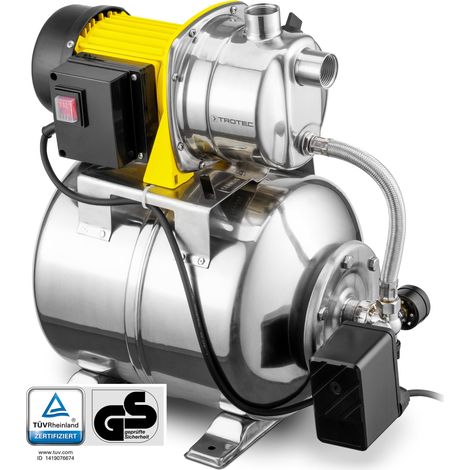 Trotec – Pompe surpresseur inox 1000W – Débit max. 3300l/h – Hauteur de refoulement 30m – Pour eaux claires jusqu'à 2mm