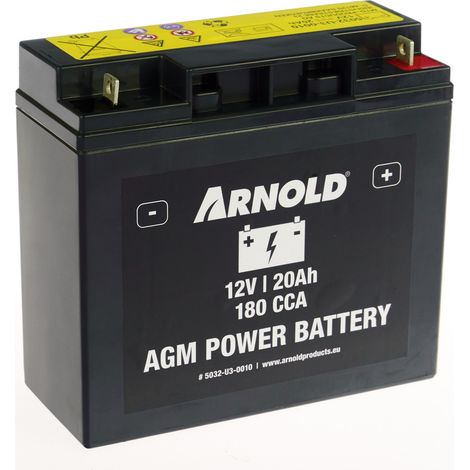 AZ110/AGM SLA/VRLA 12-20A Batterie für Rasentraktor, + rechter Anschluss ARNOLD