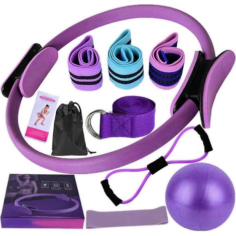 Kit Pilates 11 pièces, essentiel et adapté aux femmes, comprenant anneaux, ballons, bandes de résistance et plus encore. Idéal pour les entraînements à domicile. Niveaux de résistance variés. (1/5)