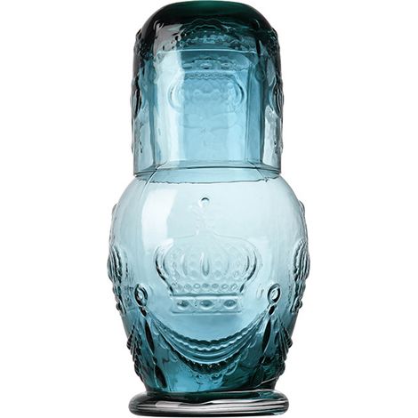Ensemble de carafe à eau de chevet bleu 750 ml, Vintage européen avec verre à boire de 200 ml pour chambre à coucher et salle à manger (1/5)