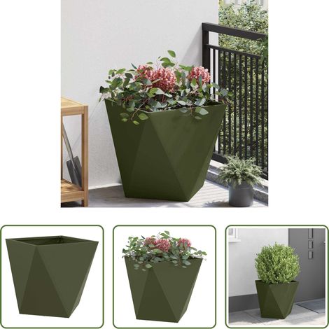 Terrasse -  Jardinière Vert olive 50 x 50 x 50 cm Acier (1/5)