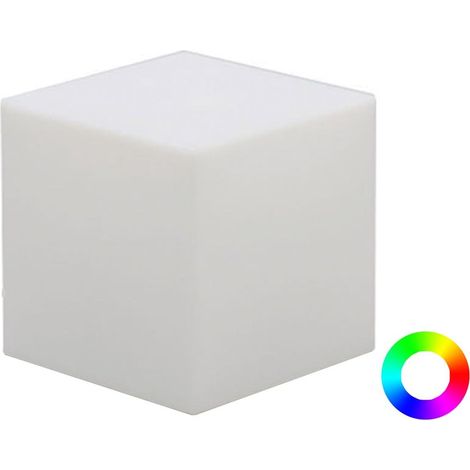 CUBY 20 cm Cubo de luz decorativo de alta resistencia. Carga solar y luz LED RGB. Fabricado en España