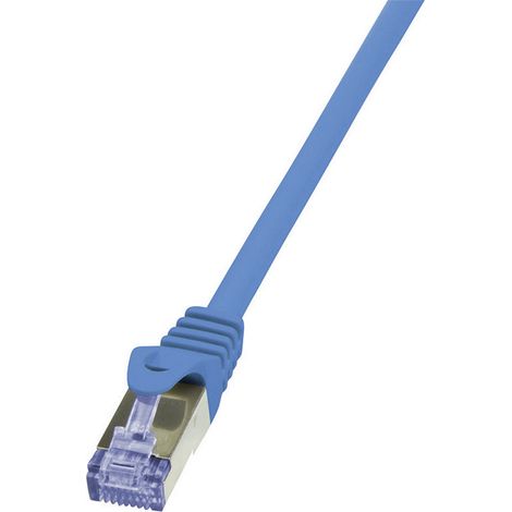 LogiLink CQ3026S RJ45 Patchkabel CAT 6a S/FTP 0.50 m Blau Flammwidrig, mit Rastnasenschutz 1 St.