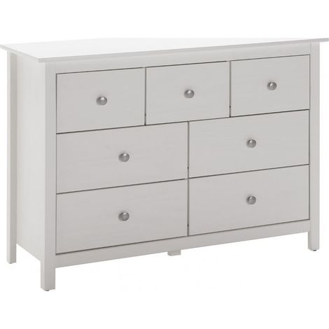 FRED - Commode 7 Tiroirs Bois Massif Coloris Blanc (1/5)