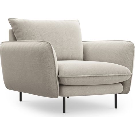 Fauteuil en tissu structurel beige clair (1/5)