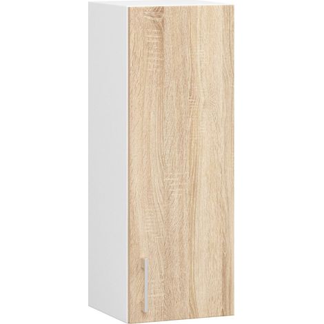 Akord – Armoire de cuisine haute 30 cm – 1 porte battante – Façade chêne sonoma – 2 étagères – Dimensions 30x30,5x72 cm – Panneau stratifié