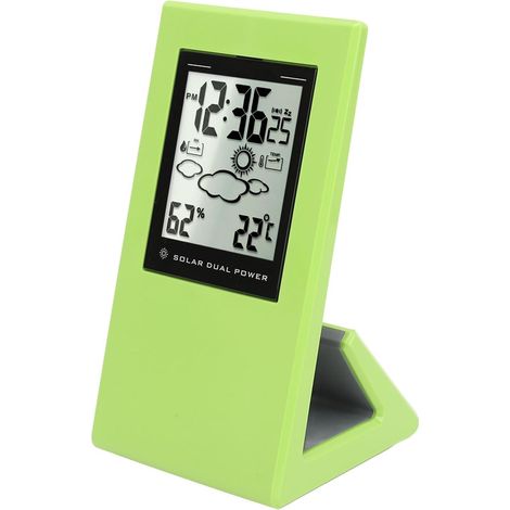 Horloge Solaire, écran LCD avec thermomètre hygromètre intégrés minuterie Batterie for Maison Bureau école Serre Jardin extérieur (1/5)