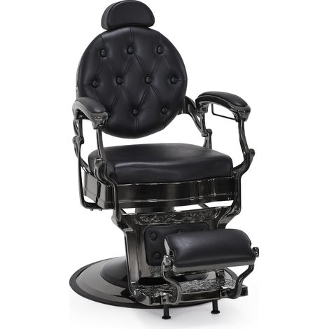 Barberpub Friseurstuhl mit Kopfstütze, Hydraulische Friseursessel 2933, mit Retro/Vintage Stil, 360° Drehbar, Barber Stuhl Kunstleder, 113 × 68 × 109 cm (Schwarzes Titan) (1/5)