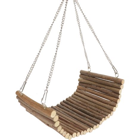 Balançoire en bois pour hamster, grand espace de jeu et d'escalade, avec chaîne de suspension, pour souris et perroquets, 15 x 35 cm / 5,9 x 13,8 pouces (1/5)