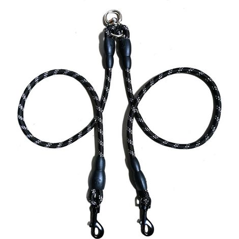 1 Laisse double pour chien,Séparateur anti-embrouillement,Corde type escalade résistante,Petits moyens grands chiens,Noir (1/5)