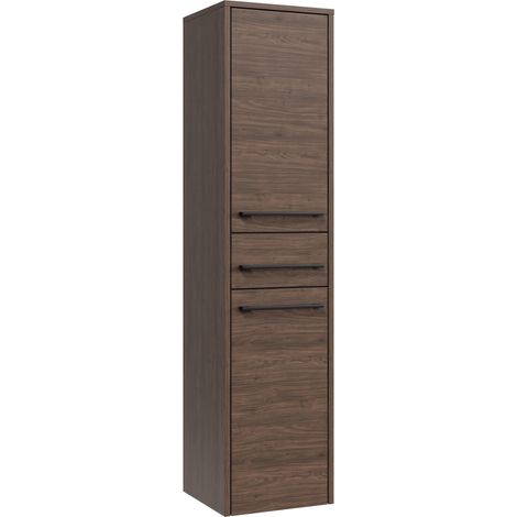 Badplaats Colonna Bagno Florence 30 x 35 x 130 cm – Noce Marrone – Colonna Sospesa con 2 Ante e 1 Cassetto (1/3)
